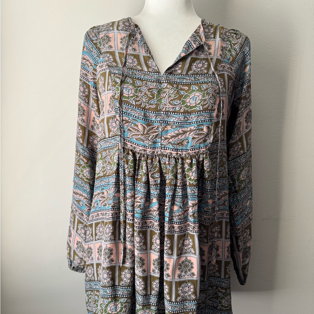 Anthropologie Sunner 100% Silk Floral Print First Whispering Dress Bohemian